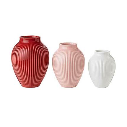 Knabstrup Keramik Knabstrup vasen med riller - 3-pak